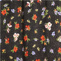 Batiste de coton Black with dots and flowers