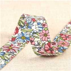 Biais Fleurs Rose clair