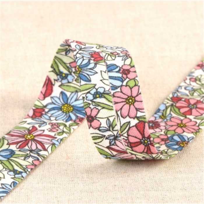 Biais Fleurs Rose clair Biais Fleurs Rose clair