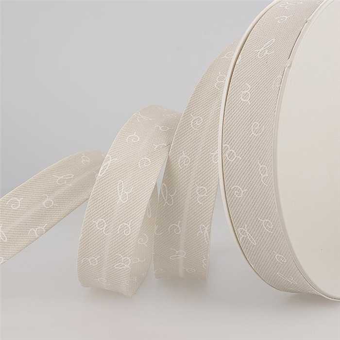 Biais Lettres Blanc/Taupe Biais Lettres Blanc/Taupe