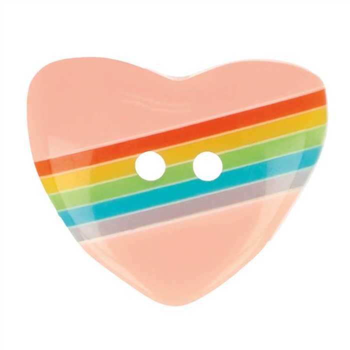 Bouton Coeur rose tendre arc-en-ciel 15 mm Bouton Coeur rose tendre arc-en-ciel 15 mm