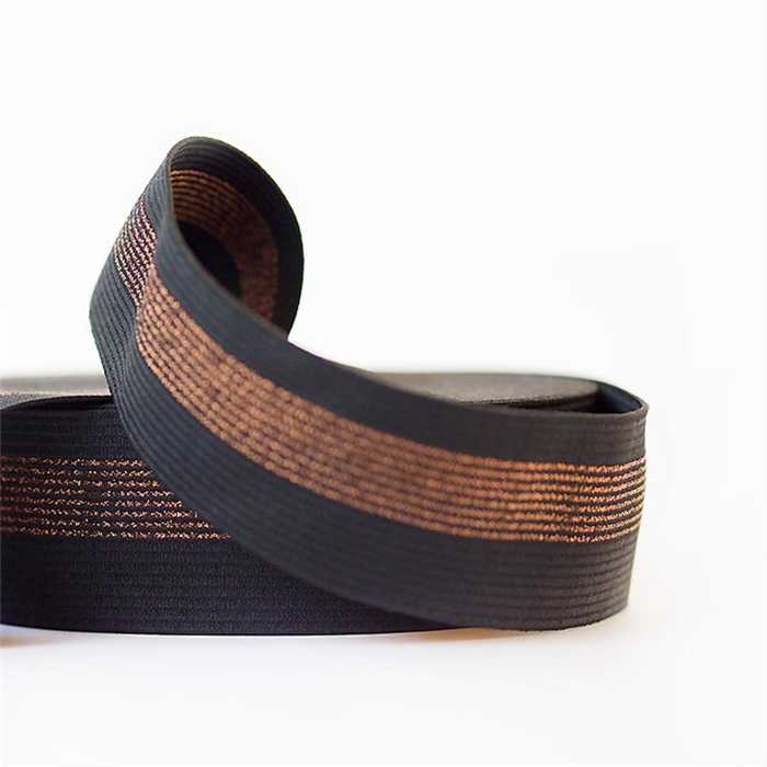 Elastique ceinture Noir avec lignes en cuivre