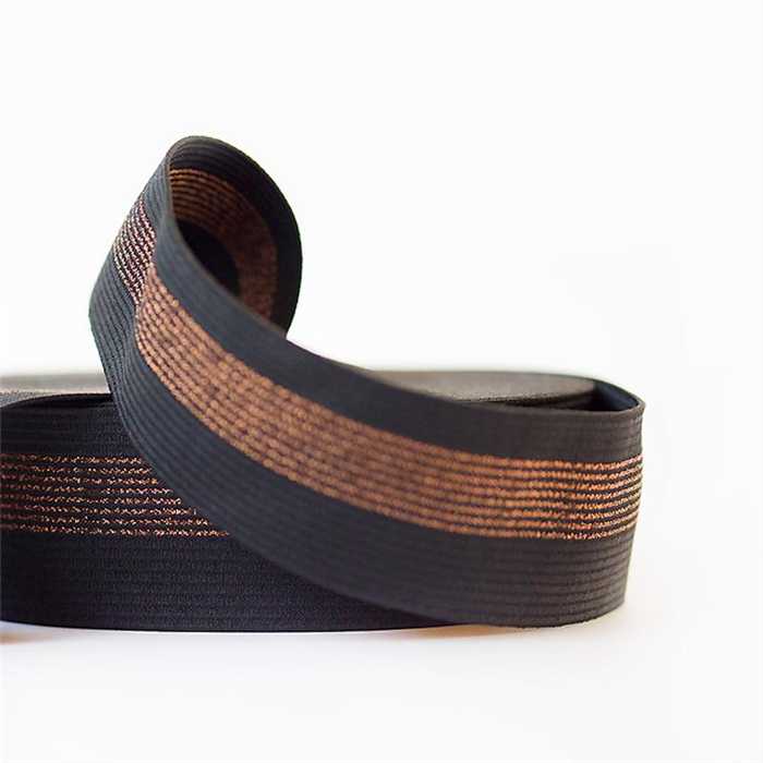 Elastique ceinture Noir avec lignes en cuivre Elastique ceinture Noir avec lignes en cuivre