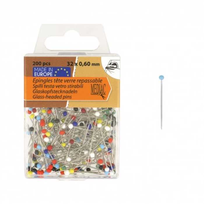 Epingles à tête de verre - 200 pièces Epingles à tête de verre - 200 pièces