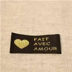 Etiquette tissée "Fait avec amour" - 10 pièces