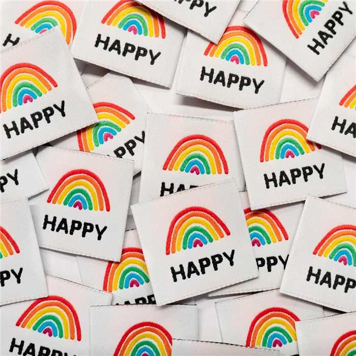 Etiquettes tissées "Happy"