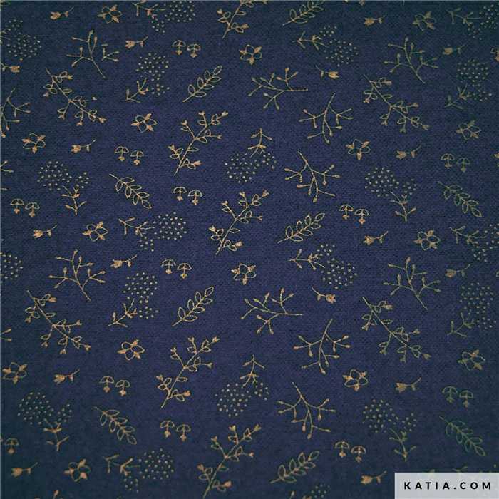 Flanelle de coton Gold & Navy Leaves Flanelle de coton Gold & Navy Leaves