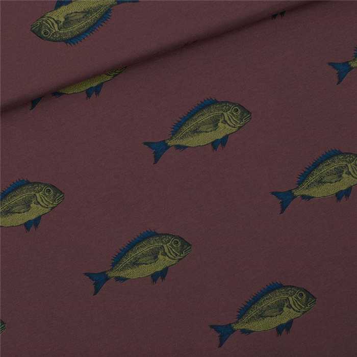 French Terry Punkfish Brown Stone French Terry Punkfish Brown Stone