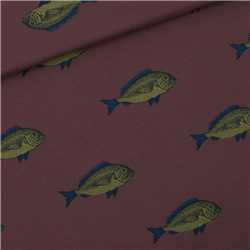 French Terry Punkfish Brown Stone - Coupon de 1,10 m
