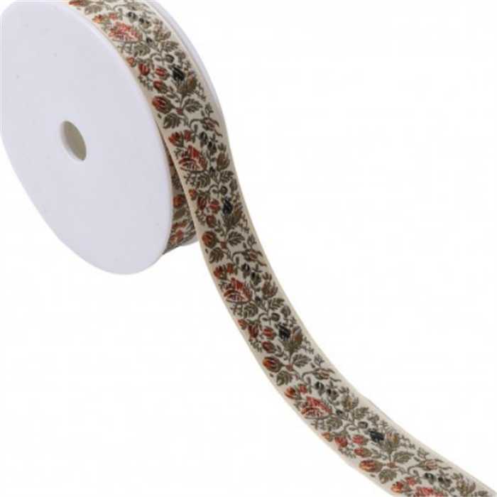 Galon jacquard Fleurs écru Galon jacquard Fleurs écru