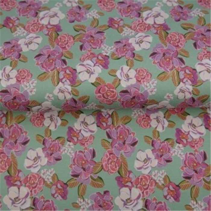 Jersey de coton Blooming blossoms Vert Jersey de coton Blooming blossoms Vert