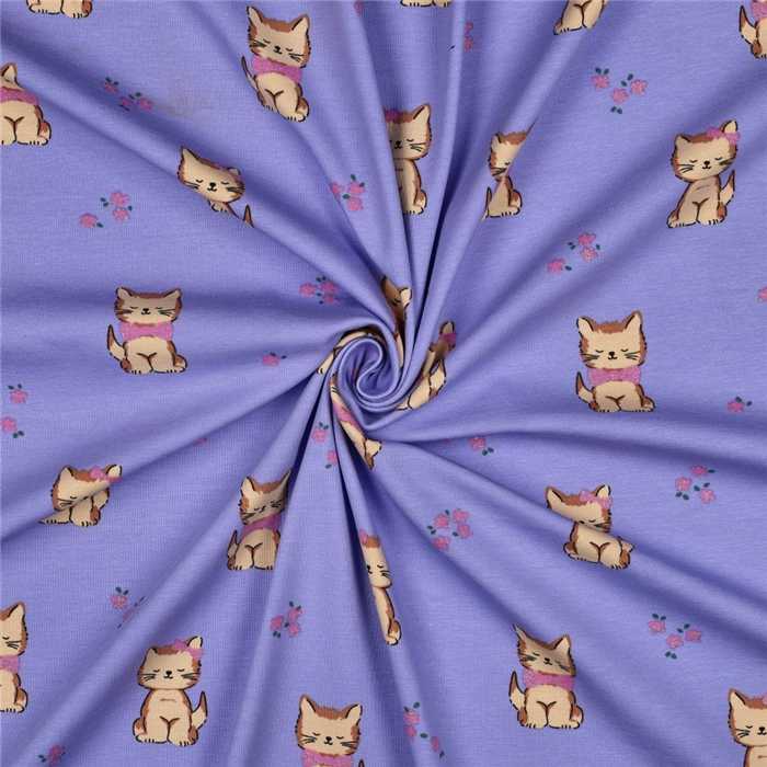 Jersey de coton Glitter cats Violet Jersey de coton Glitter cats Violet