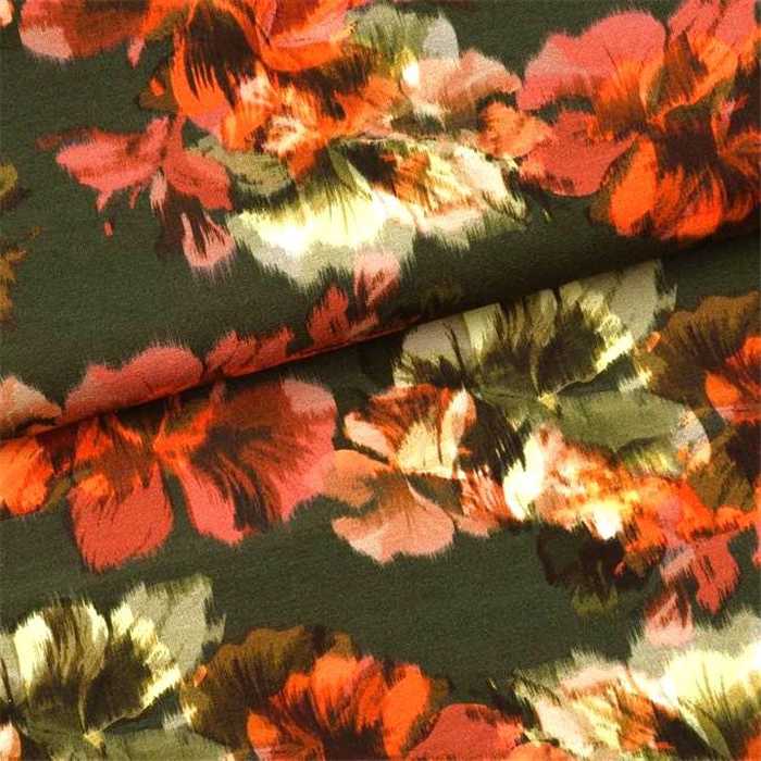 Jersey de viscose Orange flowers Jersey de viscose Orange flowers
