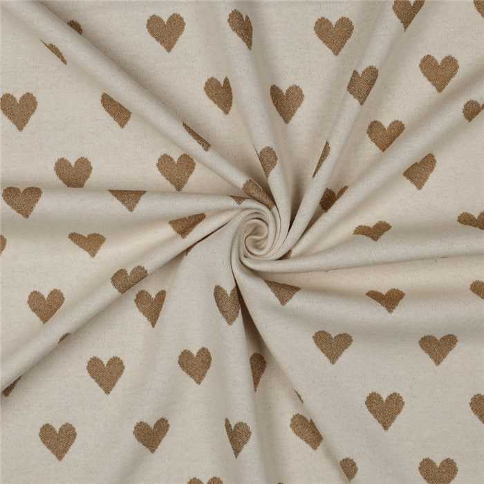 Jersey jacquard Lurex hearts - Natural Jersey jacquard Lurex hearts - Natural