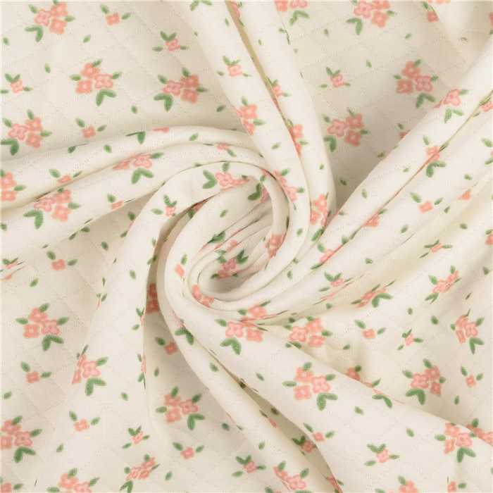 Jersey matelassé fleurs roses Jersey matelassé fleurs roses