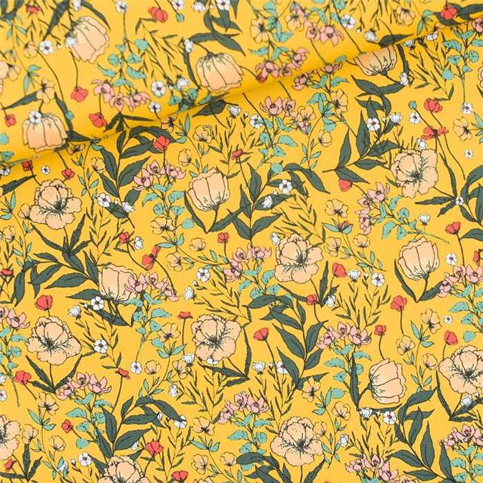 Lycra Summer Flowers Yolk Yellow Lycra Summer Flowers Yolk Yellow
