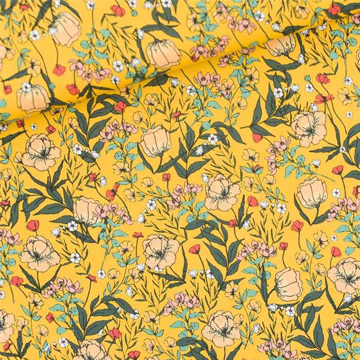 Lycra Summer Flowers Yolk Yellow