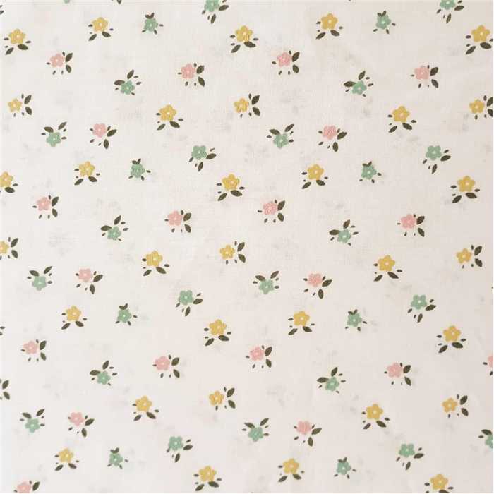 Popeline de coton blanche petites fleurs