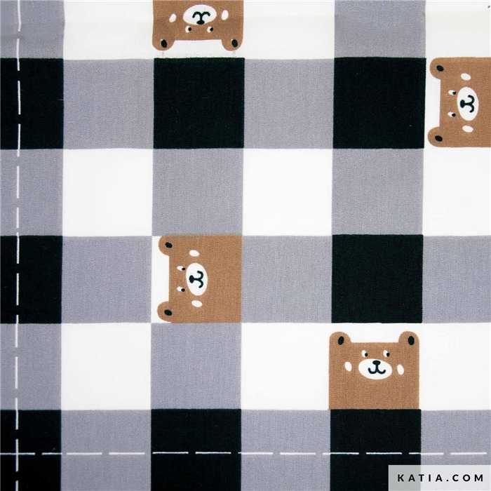 Popeline de coton Country Vichy Bear Popeline de coton Country Vichy Bear