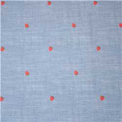 Popeline de coton Mini Blue - Strawberries
