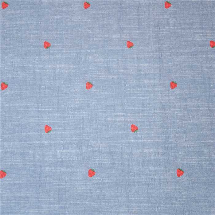Popeline de coton Mini Blue - Strawberries Popeline de coton Mini Blue - Strawberries