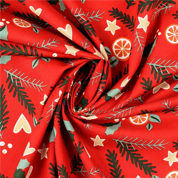 Popeline de coton Noël Scandinave Rouge Popeline de coton Noël Scandinave Rouge