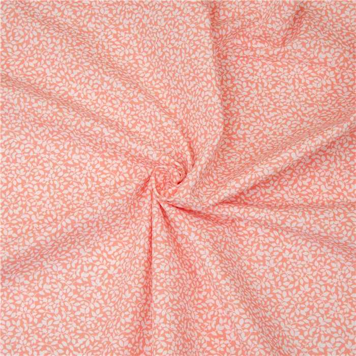 Popeline de coton Pastelle Foglia Corail Popeline de coton Pastelle Foglia Corail