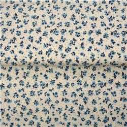 Popeline de coton petites fleurs bleues