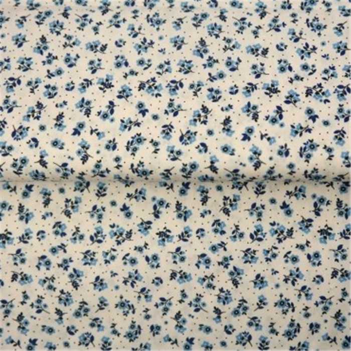Popeline de coton petites fleurs bleues Popeline de coton petites fleurs bleues