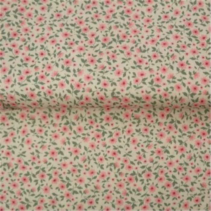 Popeline de coton petites fleurs roses Popeline de coton petites fleurs roses