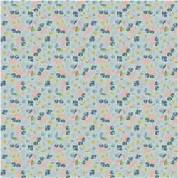 Popeline de coton Pretty Flowers Light Blue