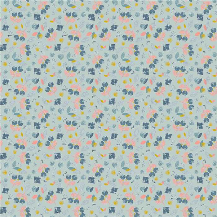 Popeline de coton Pretty Flowers Light Blue Popeline de coton Pretty Flowers Light Blue