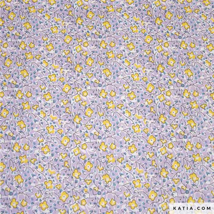 Popeline de coton Sun & Lilac Flowers Popeline de coton Sun & Lilac Flowers