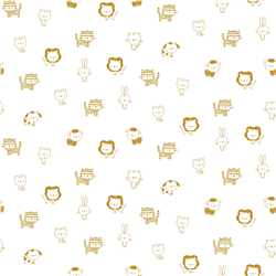 Popeline de coton Sweet Animal Ochre