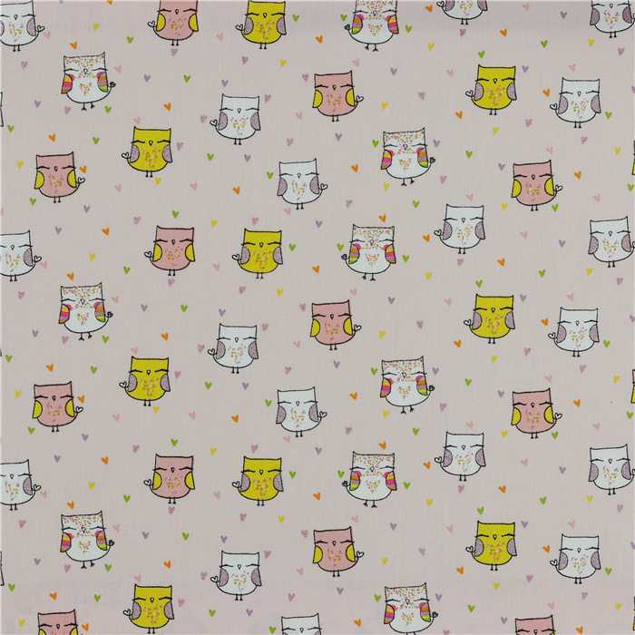 Popeline Glitter Lovely Owls Light rose Popeline Glitter Lovely Owls Light rose