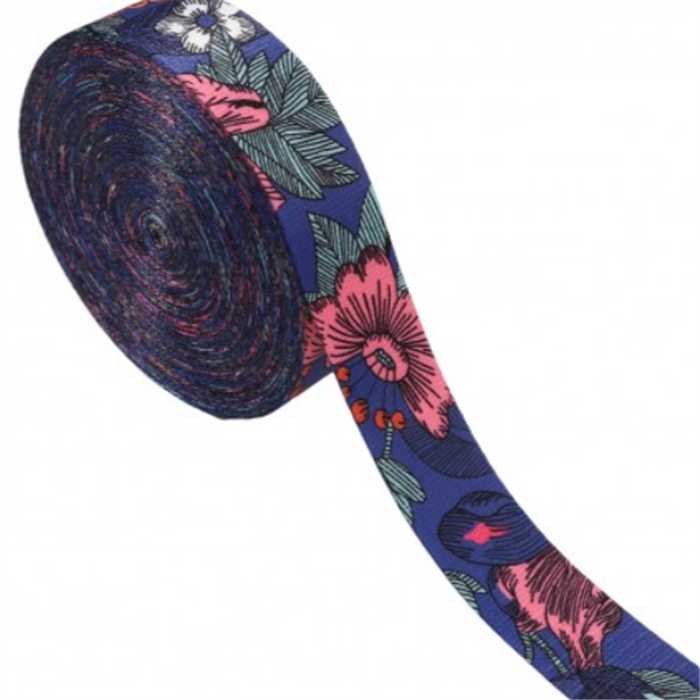 Sangle 38 mm Fleurs - Bleu Sangle 38 mm Fleurs - Bleu