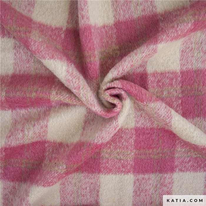 Tissu brossé à carreaux Rose Tissu brossé à carreaux Rose