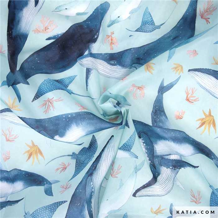 Tissu cover Whales & Sea Tissu cover Whales & Sea