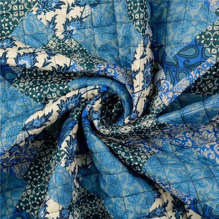 Tissu matelassé Paisley Bleu Tissu matelassé Paisley Bleu