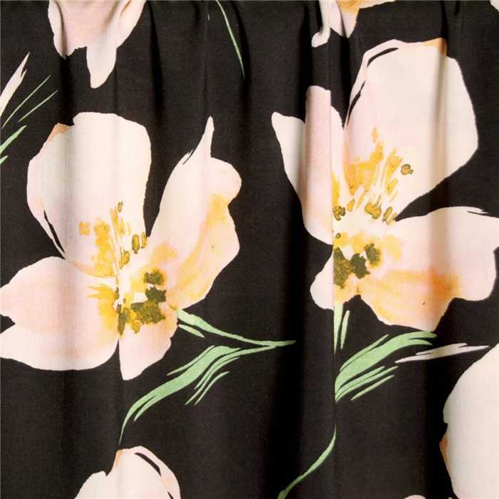 Viscose Black with White flowers Viscose Black with White flowers
