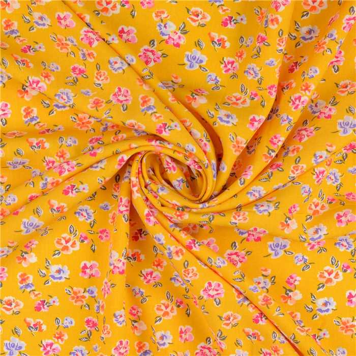 Viscose Bright Flowers Yellow