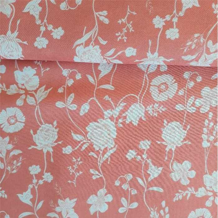 Viscose fleurie corail Viscose fleurie corail