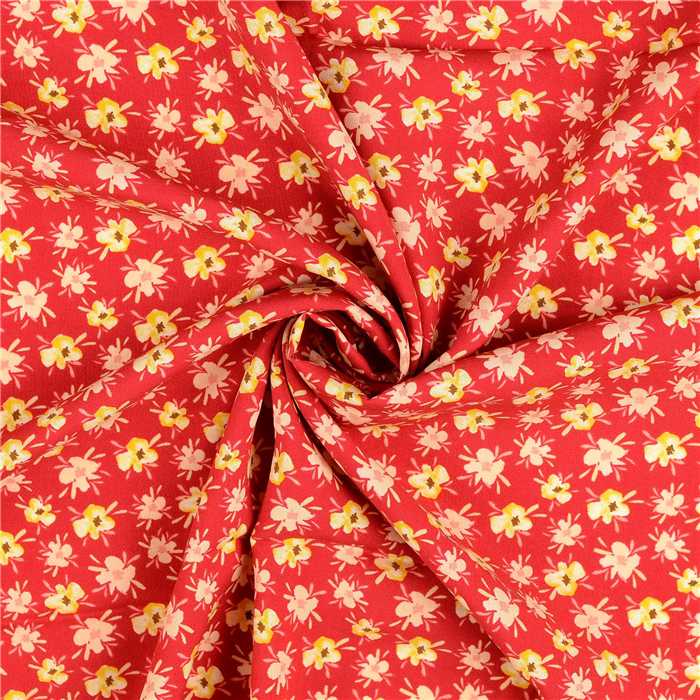 Viscose Happy Flowers Red