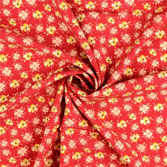 Viscose Happy Flowers Red Viscose Happy Flowers Red