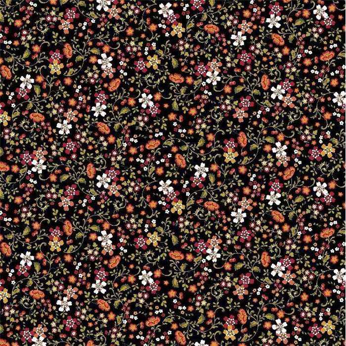 Viscose Rosie Flowers Black Viscose Rosie Flowers Black