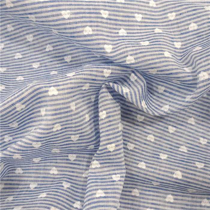 Voile de coton rayé Petits coeurs Voile de coton rayé Petits coeurs